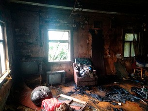В д. Собольки горел нежилой дом
